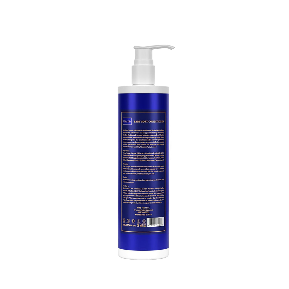 BABY HAIR, Intense Moisture, Nourishing Conditioner Vitamin E, Coconut Oil, Macadamia Oil and Hyaluronic Acid Vegan-friendly Sulfate-free Color-safe, 16.9 fl. Oz.