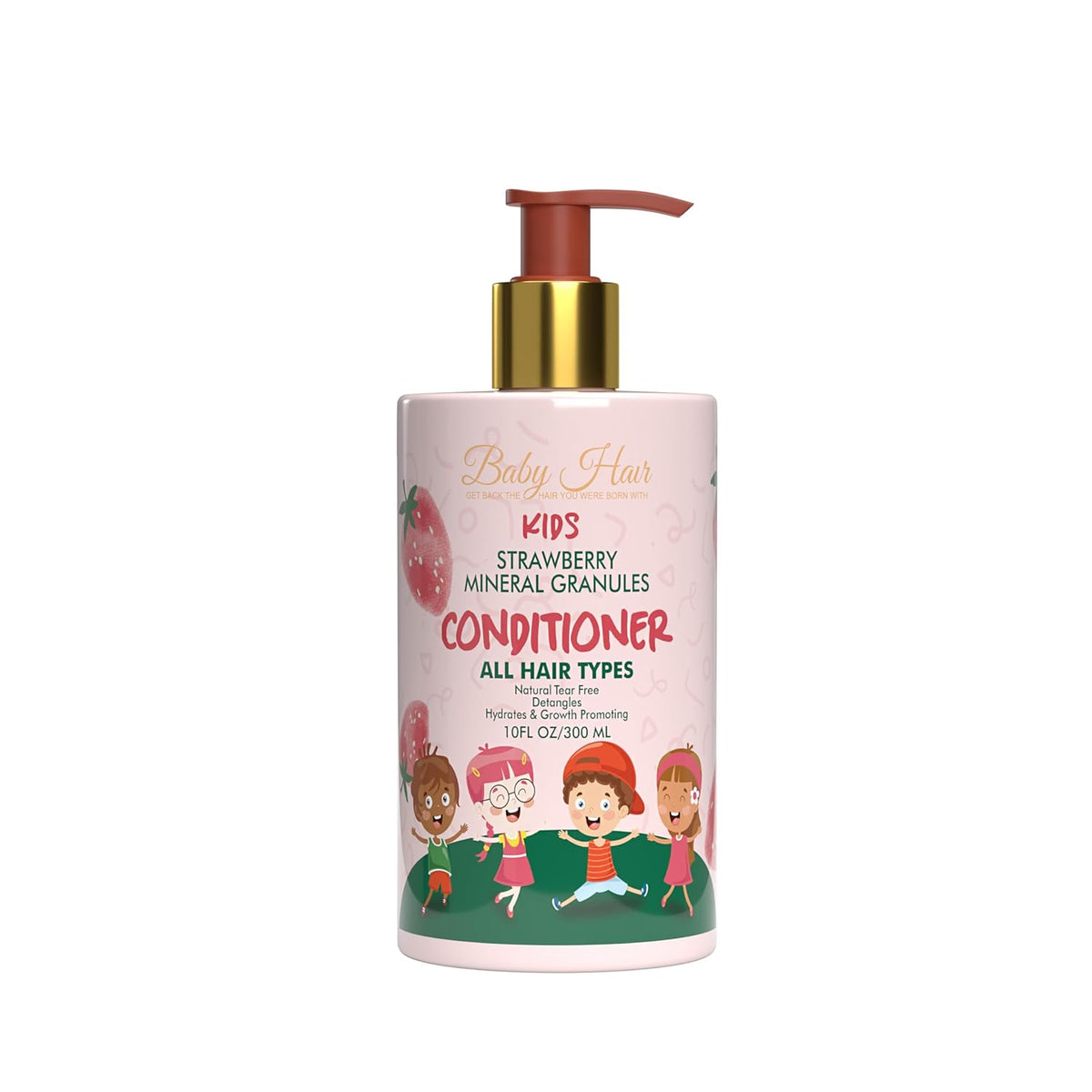 Baby Hair - Strawberry Mineral Kids Hair Conditioner & Shampoo/Body Wash, Sulfate-Free Toddler Hair Conditioner with Strawberry Oil, Camellia Oil, and Biotin, Set of 2(10 fl.oz each)