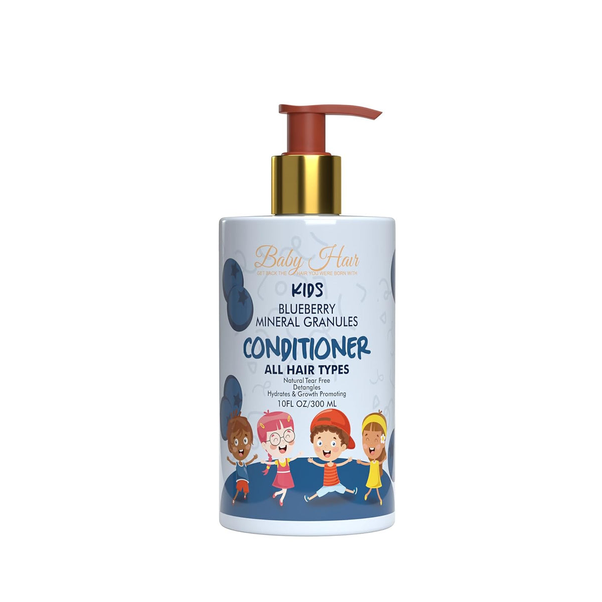 BABY HAIR - Blueberry Mineral Kids Conditioner & Shampoo/Body Wash, Sulfate-Free Kids Tearless Shampoo and Body Wash with Strawberry Oil and Aloe Vera, Set of 2(10 fl.oz each)