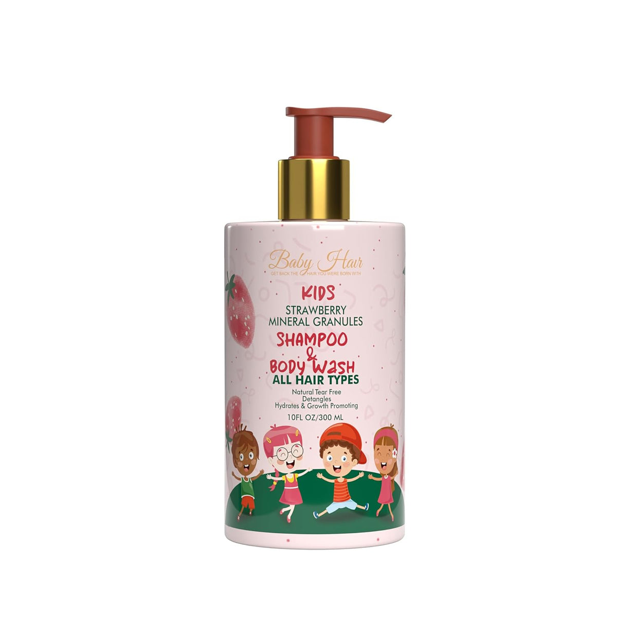 Baby Hair - Strawberry Mineral Kids Hair Conditioner & Shampoo/Body Wash, Sulfate-Free Toddler Hair Conditioner with Strawberry Oil, Camellia Oil, and Biotin, Set of 2(10 fl.oz each)