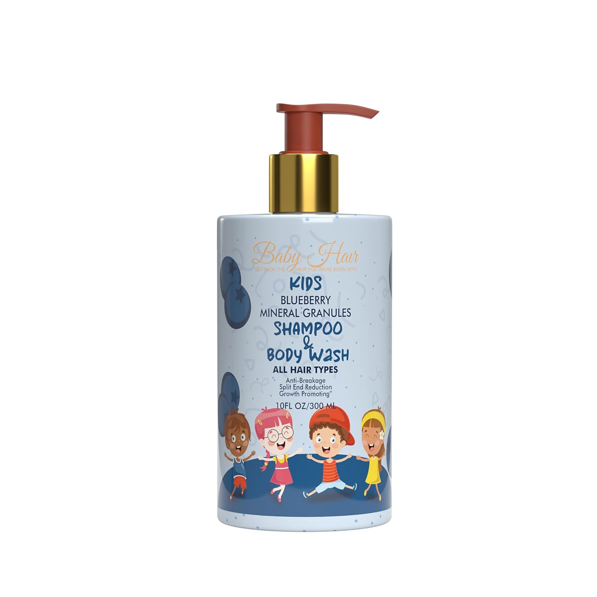 BABY HAIR - Blueberry Mineral Kids Conditioner & Shampoo/Body Wash, Sulfate-Free Kids Tearless Shampoo and Body Wash with Strawberry Oil and Aloe Vera, Set of 2(10 fl.oz each)
