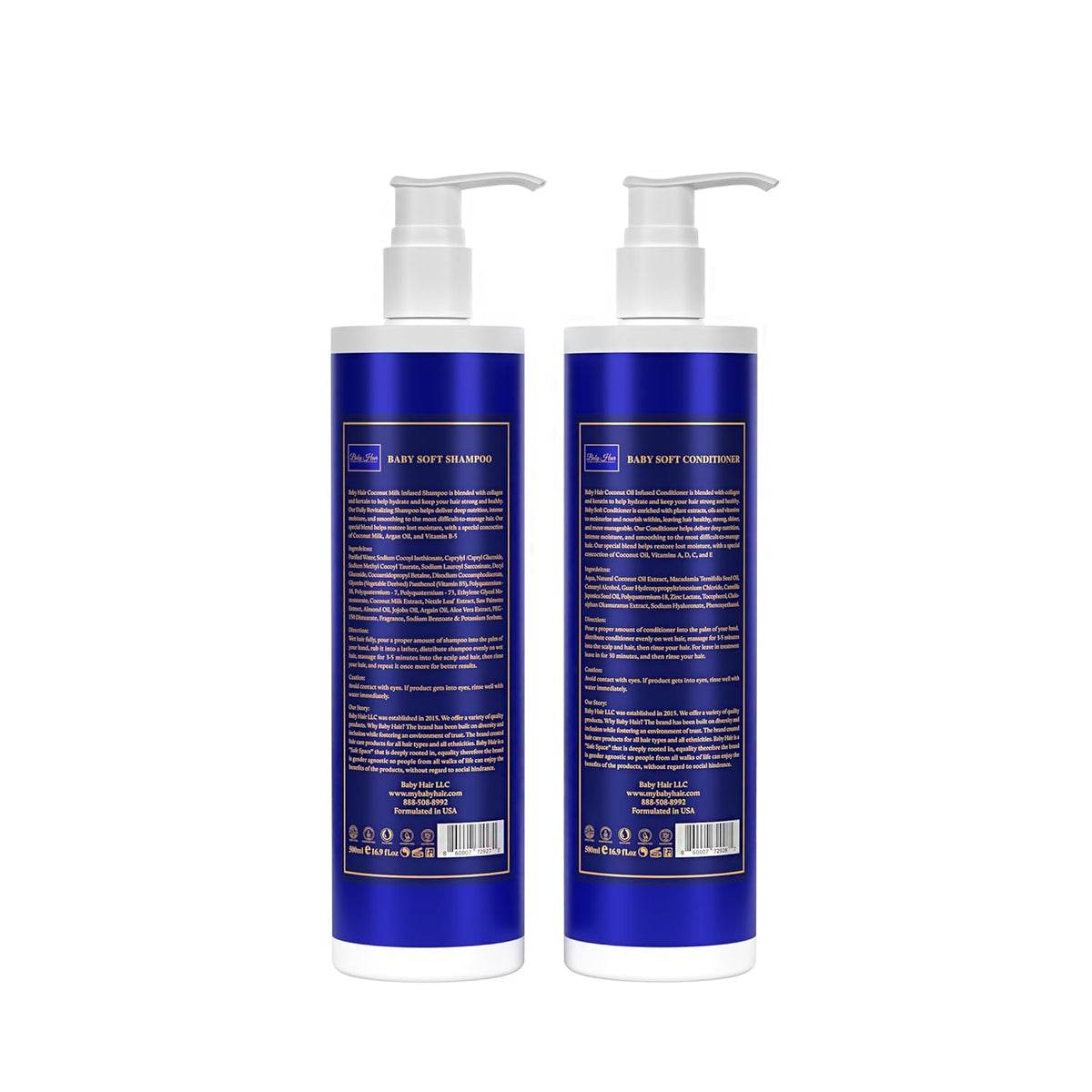 Baby Hair, Coconut Tress Intense Moisture Shampoo and Conditioner Duo - Hydrating Hair Care for All Hair Types Count Pack 33.8oz.