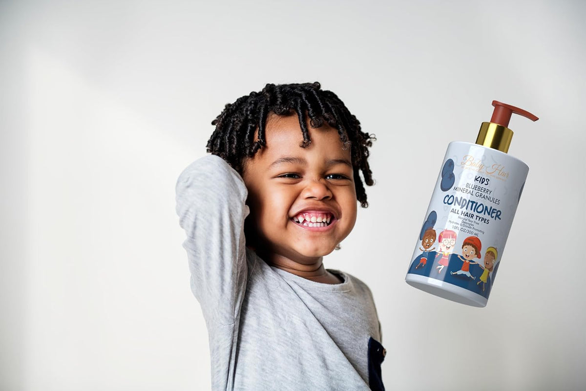 BABY HAIR - Blueberry Mineral Kids Conditioner & Shampoo/Body Wash, Sulfate-Free Kids Tearless Shampoo and Body Wash with Strawberry Oil and Aloe Vera, Set of 2(10 fl.oz each)