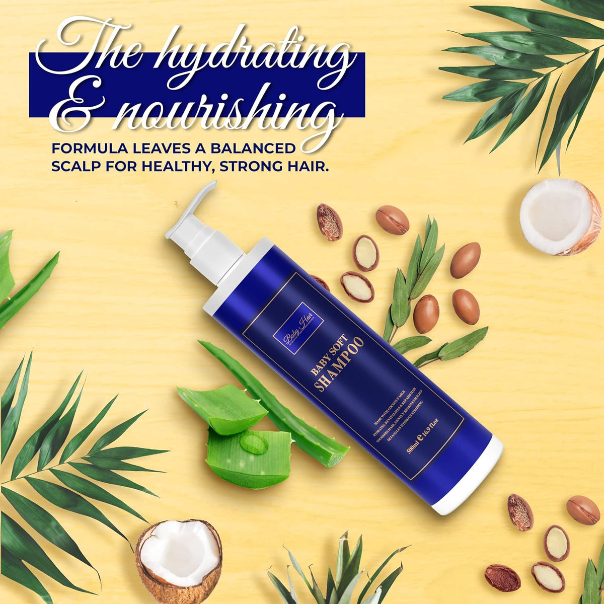 Baby Hair Revive: Intense Moisturizing Shampoo, Nourishing Shampoo with Argan Oil, Jojoba, Aloe Vera, Pro-vitamin B5 Vegan-friendly Sulfate-free Color-safe 16.9 fl. Oz