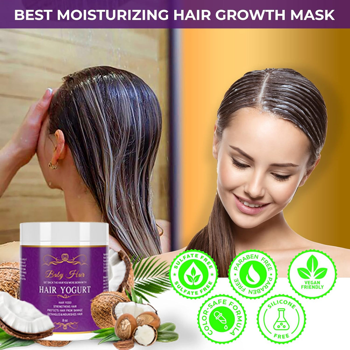 Baby Hair, Hair Yogurt, Best Moisturizing, Hair Growth Promoting, Naturally-Derived, 8oz