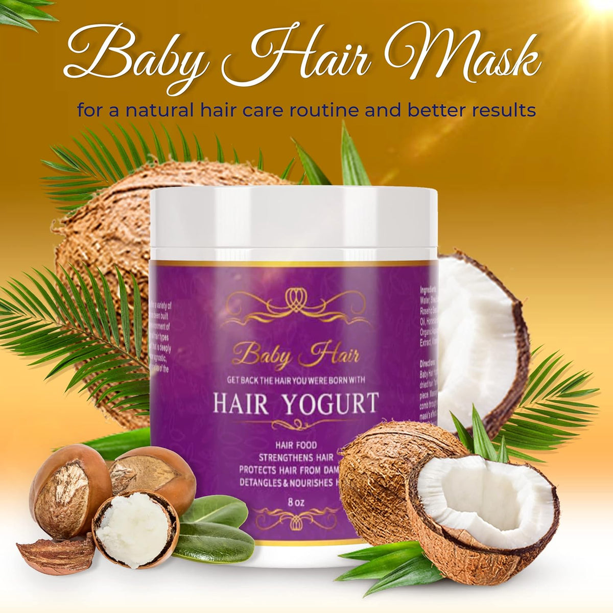 Baby Hair, Hair Yogurt, Best Moisturizing, Hair Growth Promoting, Naturally-Derived, 8oz