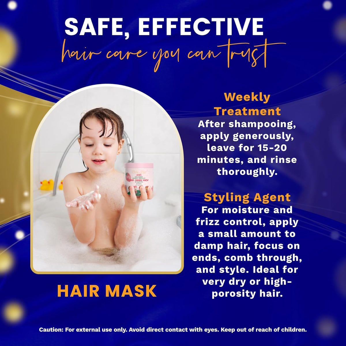 Baby Hair - Strawberry Mineral Hair Candy Mask, Sulfate-Free Kids Hair Conditioner Mask, Hair Mask with Strawberry Oil, Camellia Oil, and Biotin, 10 fl.oz.