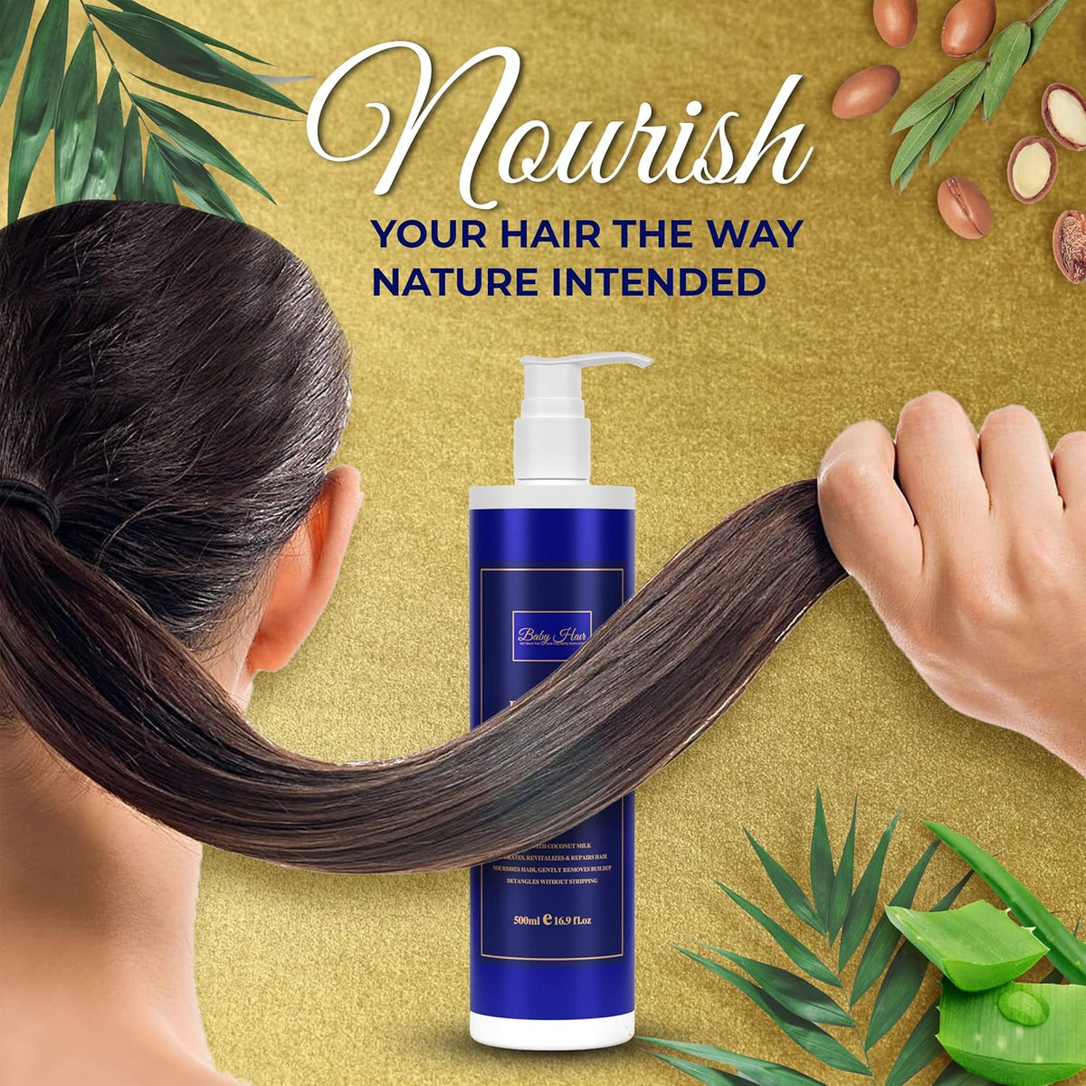 Baby Hair Revive: Intense Moisturizing Shampoo, Nourishing Shampoo with Argan Oil, Jojoba, Aloe Vera, Pro-vitamin B5 Vegan-friendly Sulfate-free Color-safe 16.9 fl. Oz