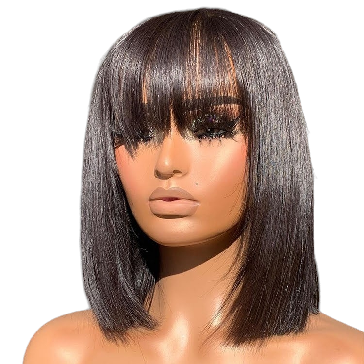 Baby Hair Bang Baby Soft Bob Wig, 100% Indian Hair, 12A Grade